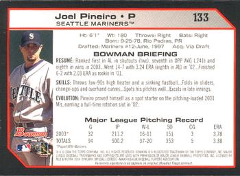 2004 Bowman #133 Joel Pineiro Back