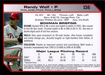 2004 Bowman #136 Randy Wolf Back