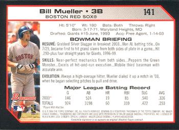 2004 Bowman #141 Bill Mueller Back