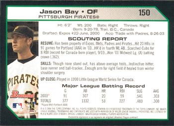 2004 Bowman #150 Jason Bay Back