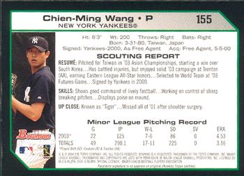 2004 Bowman #155 Chien-Ming Wang Back