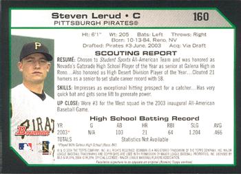 2004 Bowman #160 Steven Lerud Back