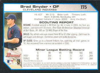 2004 Bowman #175 Brad Snyder Back