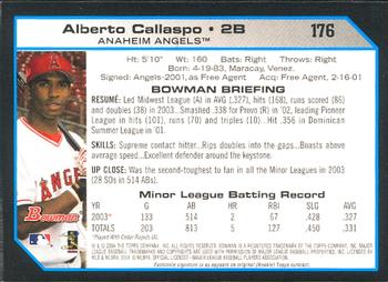 2004 Bowman #176 Alberto Callaspo Back