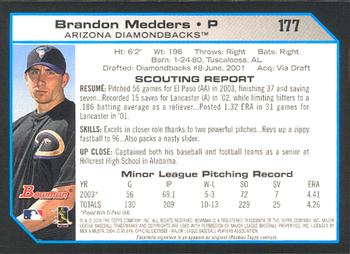 2004 Bowman #177 Brandon Medders Back