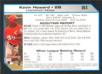 2004 Bowman #181 Kevin Howard Back