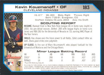2004 Bowman #183 Kevin Kouzmanoff Back