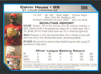 2004 Bowman #198 Calvin Hayes Back