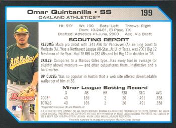 2004 Bowman #199 Omar Quintanilla Back