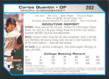 2004 Bowman #202 Carlos Quentin Back
