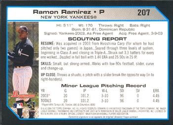 2004 Bowman #207 Ramon Ramirez Back