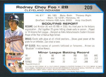 2004 Bowman #209 Rodney Choy Foo Back