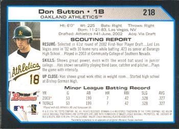2004 Bowman #218 Don Sutton Back