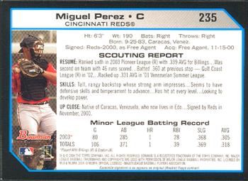 2004 Bowman #235 Miguel Perez Back