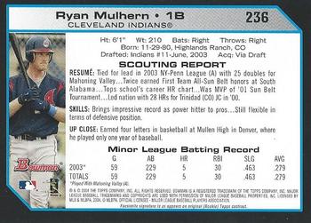 2004 Bowman #236 Ryan Mulhern Back