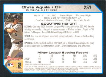 2004 Bowman #237 Chris Aguila Back