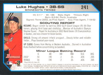 2004 Bowman #241 Luke Hughes Back