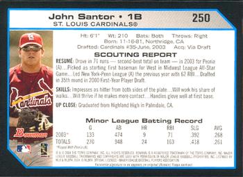 2004 Bowman #250 John Santor Back