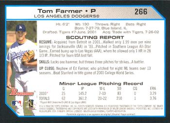 2004 Bowman #266 Tom Farmer Back