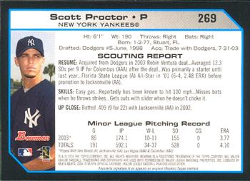 2004 Bowman #269 Scott Proctor Back