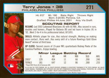 2004 Bowman #271 Terry Jones Back