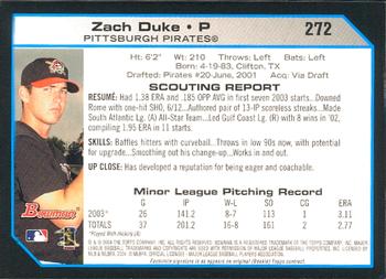 2004 Bowman #272 Zach Duke Back