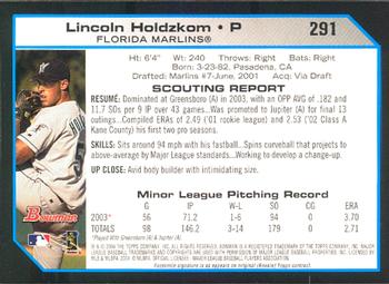 2004 Bowman #291 Lincoln Holdzkom Back