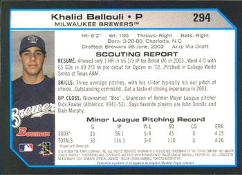 2004 Bowman #294 Khalid Ballouli Back