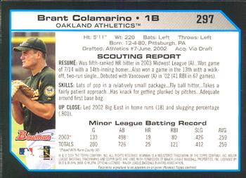 2004 Bowman #297 Brant Colamarino Back