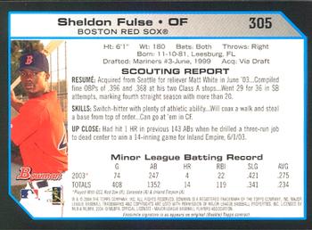 2004 Bowman #305 Sheldon Fulse Back