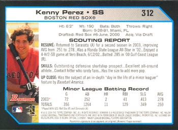 2004 Bowman #312 Kenny Perez Back