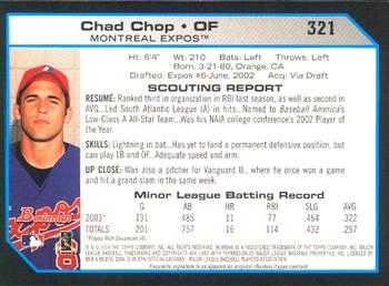 2004 Bowman #321 Chad Chop Back