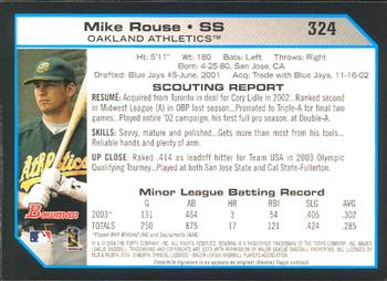 2004 Bowman #324 Mike Rouse Back