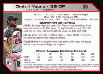 2004 Bowman #38 Dmitri Young Back
