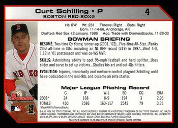 2004 Bowman #4 Curt Schilling Back