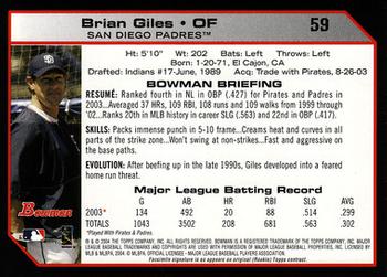 2004 Bowman #59 Brian Giles Back