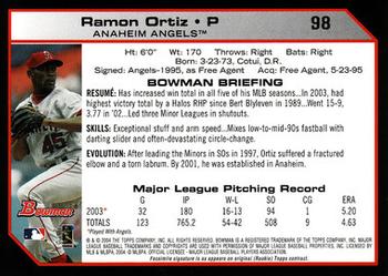 2004 Bowman #98 Ramon Ortiz Back