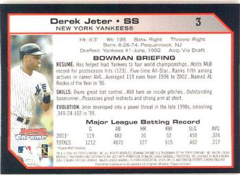 2004 Bowman Chrome #3 Derek Jeter Back
