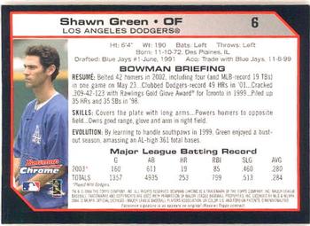 2004 Bowman Chrome #6 Shawn Green Back