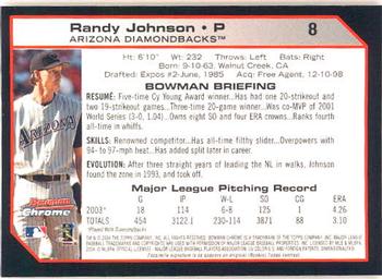 2004 Bowman Chrome #8 Randy Johnson Back