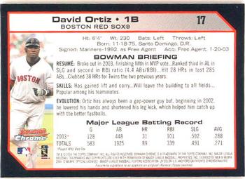 2004 Bowman Chrome #17 David Ortiz Back