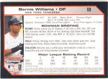 2004 Bowman Chrome #19 Bernie Williams Back