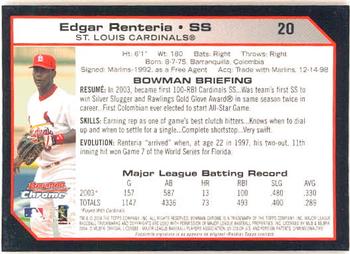 2004 Bowman Chrome #20 Edgar Renteria Back