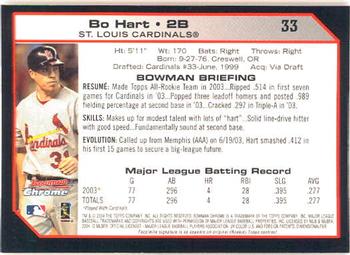 2004 Bowman Chrome #33 Bo Hart Back