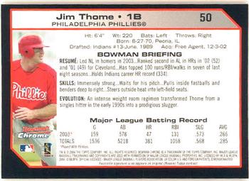 2004 Bowman Chrome #50 Jim Thome Back