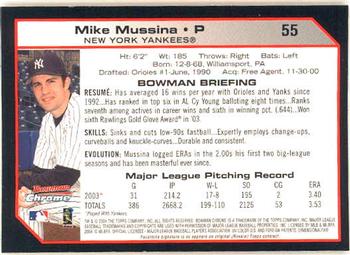 2004 Bowman Chrome #55 Mike Mussina Back