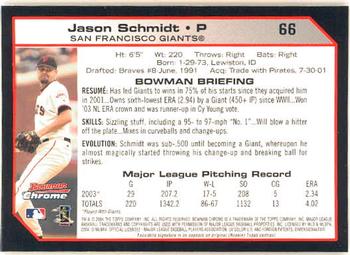 2004 Bowman Chrome #66 Jason Schmidt Back