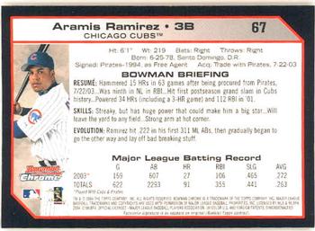 2004 Bowman Chrome #67 Aramis Ramirez Back