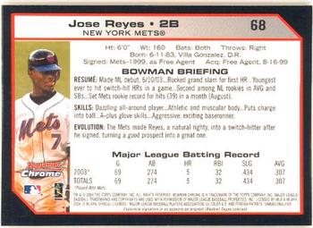 2004 Bowman Chrome #68 Jose Reyes Back