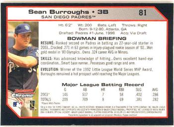 2004 Bowman Chrome #81 Sean Burroughs Back